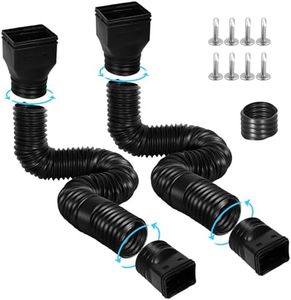 Gutterlix Flexible Gutter Downspout Extensions, Connectable Downspout Extender with 58"+ 67" Extendable Pipe, Thickened Down spout Drain Extension for Rainwater Drainage(2 Pack, Black)