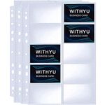 WITHYU 30 Pack 600 Pockets Business Card Sleeves Sheets,A4 2/3/4 Ring Binder Credit Card Sleeves,Ultra Clear Business Card Sheets with 11 Holes Double Sided 10 Pocket Credit Card Sheets,A4 Size