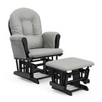 StorkCraft Hoop Glider and Ottoman Cushions, Black with Light Gray