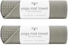 S&T INC. Aura Yoga Mat Towel with Non-Slip Grip, Enhanced Silicone Grip, Soft and Absorbent for Gym, Pilates, and Hot Yoga Mat, 2 Pack, 24 inches x 72 inches, 340GSM, Grey