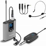 Alvoxcon Wireless Headset Lavalier Microphone System Wireless Lapel Mic Best for IPhone, DSLR Camera, PA Speaker, Youtube, Podcast, Video Recording, Conference, Vlogging, Church, Interview, Teaching…