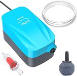 Pawfly Aquarium 40 GPH Compact Air Pump Quiet Oxygen Aerator Pump with Air Stone Airline Tubing and Check Valve Accessories for 5-20 Gallon Buckets and Fish Tanks