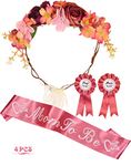 MEANT2TOBE Baby Shower Celebration Set - Floral Tiara, Sash & Pins for Mom & Dad - Ideal Gender Reveal and Maternity Gifts