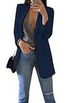 GRASWE Women's Open Front Casual Slim Blazers Fall Office Fit Blazer Work Navy M