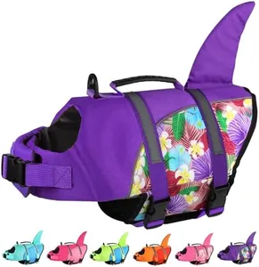 Doglay Dog Life Jacket, Ripstop Cute Shark Dog Life Jacket with Superior Buoyancy and Rescue Handle, Adjustable Dog Life Vests for Swimming Boating, Pet Flotation Vest for Small Medium Large Dogs