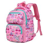 Toddler Backpack for Girls,Vaschy Kids Cute Kindergarten Daycare Children 7L Small Backpack Bookbag for School Travel Pink Rainbows