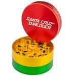 Santa Cruz Shredder Metal Herb Grinder Knurled Top for Stronger Grip 3-Piece Large 2.7" (Rasta)