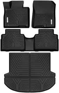 YITAMOTOR Floor Mats Compatible for 2021-2023 Hyundai Santa Fe Includes 2 Rows and Cargo Liner Set,TPE All-Weather Floor Mat Set Liners, Black
