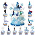 33 Pcs Frozen Cake Toppers, Cake Decorations Party Decorations Castle Snowflake Birthday Cake Topper Kid Birthday Cake Decorations Birthday Party Decorations for Girls Boys Children Kids