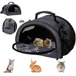 Zhilishu Guinea Pig Carrier, Small Pet Hamster Carrier Bag, Rabbit Bunny Travel Carrier Outdoor Handbag, Breathable Carrier for Small Animals with Water Bottle Holder & Removable Liner (Large, Grey)