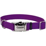 Coastal Pet Coastal Adjustable Dog Collar with Metal Buckle - Safe for Dog Tie Out - Snap-Lock Buckle - for Small - Medium or Large Dogs - Purple - 5/8" x 10"-14"