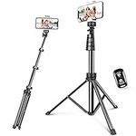 UBeesize 62" Cell Phone Tripod Stand, Extendable Phone Tripod Stand with Wireless Remote & Cell Phone Holder for Video Recording, Live Streaming, Compatible with iOS/Android & Camera