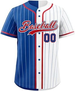 Custom Stripe Baseball Jersey Personalized Pinstripe Softball Shirt Stitched Name Number for Men Women Youth, Blue&white-12, One Size