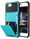 Vofolen Case for iPhone 6s 6 7 8 Case Wallet Credit Card Holder ID Slot Pocket Scratch Resistant Dual Layer Protective Bumper Rugged TPU Rubber Armor Hard Shell Cover for iPhone 6 6s 7 8 Light Blue