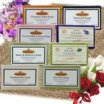 Herbal Khadi Natural Handmade Chandan Haldi, Charcoal, Honey, Lavender, Neem, Sandalwood, Neem & Aloevera and Tea Tree Bathing soap, Nourishes your Face Men and Women (Pack of 8)