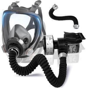 TECENVAA Portable PAPR Respirator System: Powered Air Purifying Respirator - Supplied Air Respirator with 40mm Gas Mask Filters Full Face Gas Mask for Industry Chemicals Welding Paint