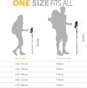 COVACURE Lightweight Collapsible Walking Poles, 2-Pack – 7075 Aluminum, Foam Grip, 100-120cm