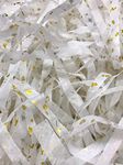 ECO SARRAS WHITE WITH GOLDEN FOIL SHREDDED PAPER USED FOR GIFT PACKAGING, BOX FILLER, BASKET FILLER ETC [WHITE-GOLDEN] (100 GRAMS)