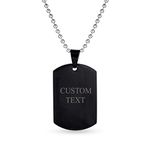 Personalized X-Large Plain Simple Basic Cool Mens Identification Military Army Dog Tag Pendant Necklace for Men Teens Polished Black IP Stainless Steel 24 Inch Ball Chain Custom Engraved