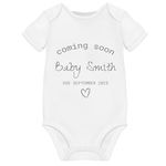 Baby Announcement Baby Grow Onesie Vest 2025 Pregnancy Reveal Ideas - Personalised Baby Coming Soon Due Date For Great Grandparents Auntie Dad Gifts From Bump