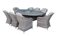 GSD Florida Aluminium Rattan Garden Furniture Dining/Lounge Sets, All Covered By a 5 Year Warranty (Florida 8 Seat Oval Dining Set w/Lazy Susan)