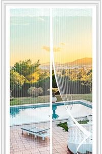 Fly Screens Doors Nets Patio Curtain Insect Mesh for Keeping Out Flies & Bug, Flyscreen French Doors, Screen Door Fly Screen, Magnetic Fly Curtain(75x200cm, White)