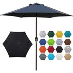 Blissun 7.5 ft Patio Umbrella, Market Yard Umbrella Push Button Tilt Crank (Black)