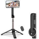 FANTCOO Magnetic Selfie Stick, 28inch Extendable Cell Phone Tripod Stand with Remote, Portable Phone Tripod for iPhone 15 14 13 12 11 Series & All Smartphones (Black)