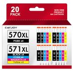 CATJOY 570 571 Ink Cartridges Replacement for Canon 570XL 571XL Canon PGI-570XL CLI-571XL for Canon MG5750 Printer Ink Cartridges for PIXMA MG5700 MG5750 MG5751 MG6850 MG6851 TS5050(20-Pack)