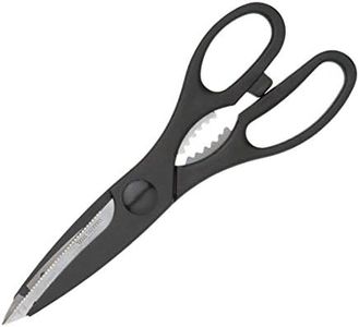 KitchenCraft Tijeras de Cocina con Abrebotellas, Acero Inoxidable, Multiusos 21cm (8.3''), Negro