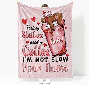 NICEFORNICE Custom Sloth Blanket Gifts, 60"x50" Cozy Flannel Fleece Blankets, Personalized Sloths Throw Blanket for Boys Girls Best Friend Birthday Anniversary Couch Bed Sofa