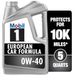 Mobil 1 120760 Synthetic Motor Oil 0W-40, 5 Quart