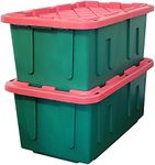 HOMZ 2 Pack Durabilt Storage, Heavy Duty Stackable Bins, 27 Gallon, Green/Red