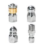 3 PCs Sewer Jetter Nozzle for Pressure Washer, Stainless Steel Rotating Button Nose Jet Nozzle for 1/4" Quick Connector,Sewer Jetting Pressure Drain Jetter Hose Nozzle with Different Models, 5000 PSI