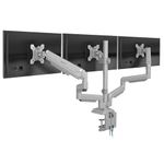 Mount-It! Triple Monitor Mount with USB Port | Height Adjustable 3 Monitor Arm Desk Stand | Monitor Stand fits 24 27 30 up to 32 Inch LED LCD Displays | VESA Monitor Stand for 75mm or 100mm (MI-2753)