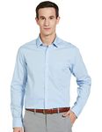 Arrow Men's Solid Full Sleeve Slim Fit Cutaway Collar Cotton Formal Shirt Light Blue