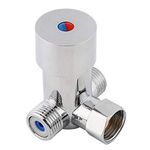 Thermostatic Mixing Valve, G1/2 Hot Cold Water Mixing Valve 3-Way Thermostatic Mixer Temperature Control Valve for Many Household Commercial Pipes