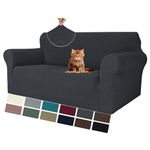 MAXIJIN Super Stretch Couch Cover for 3 Cushion Couch, 1-Piece Universal Sofa Covers Living Room Jacquard Spandex Furniture Protector Dogs Pet Friendly Fitted (Loveseat, Diamond Pattern Grey)