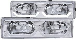 AnzoUSA 111300 Chrome/Clear Low-Brow Style Headlight for Chevrolet Full Size Truck