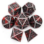 Haxtec Bloodstained Metal DND Dice Set Antique Iron Blood Polyhedral RPG Dice for Dungeons and Dragons Gift TTRPG