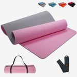 GADEL Extra Thick Yoga Mat Non Slip Thick Exercise Mat Wide TPE 12mm Eco Friendly Yoga Mats for Women/Men Home Gym Mat Fitness Hiit Gymnastics Meditation Pilates Yoga Mat Carry Strap Alignment Lines