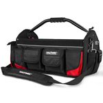 HAUTMEC 18.5" Heavy-Duty Tool Tote, 1680D Open Top Tool Bag with 39-Pockets, Rotating Steel Handle, Padded Shoulder Strap & Water-Resistant Base - HT0178