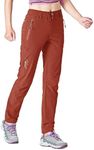 Gopune Women's Hiking Pants Lightweight Quick Dry Water Resistant Elastic Waist Workout Travel Athletic Joggers, Rose Red, Large