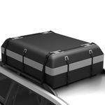 COSTWAY 15/21 Cubic Feet Car Roof Bag, 100% Waterproof Roofing Cargo Carrier with Anti-Slip Mat, Combination Lock & Straps, Rooftop Luggage Storage Box (Black+Grey, 21 Cubic Ft/600L)