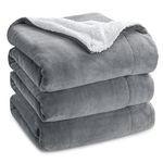 Bedsure Sherpa Fleece Blanket King Size - Fluffy Microfiber Solid Blankets for Bed Large Throw, Silver Grey, 230x270cm