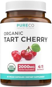 Organic Tart Cherry Capsules - 4:1 Extract Equals 2000mg of Fresh Tart Cherries (Vegan) Natural Uric Acid Support, Sleep Aid, Joint Support Supplement - 60 Capsules of 500mg (No Pills or Juice)