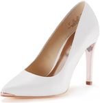 JENN ARDOR Womens Heels 4 Inch High Heels for Women Stiletto Pumps Closed Pointed Toe Office Lady Wedding Party Elegant Dress Heeded Shoes White