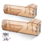 KEPLIN Humane Mouse Trap No Kill the Mice, Pets and Children Friendly Rodent Trap (2pk, Brown)