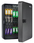 Uniclife 60 Position Key Cabinet with Combination Lock Resettable Black Digital Security Storage Box Steel Key Organizer with Colorful Key Tag Labels Stickers and Hooks