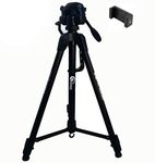 Eloies® Jaguar 3 Way Pan Head Photo Video Heavy Built Tripod for Mobile Phones and Camera Max Height 5.5 Foot Camera Tripod Free Mobile Tripod Clamp Worth 250Rs. (Color May Vary)